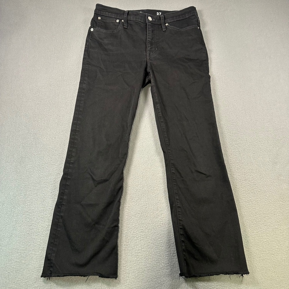 J.Crew 9 Billie Demi Boot Crop Jeans Black Raw Hem Size 27